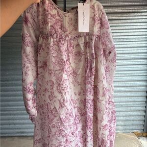 Floral Pink and White Dress